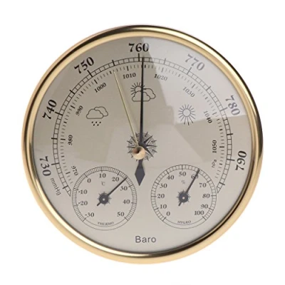 Abbildung von Hergon Analoge Wetterstation, Barometer, Thermometer, Hygrometer, Wand befestigter Haushalts Barometer