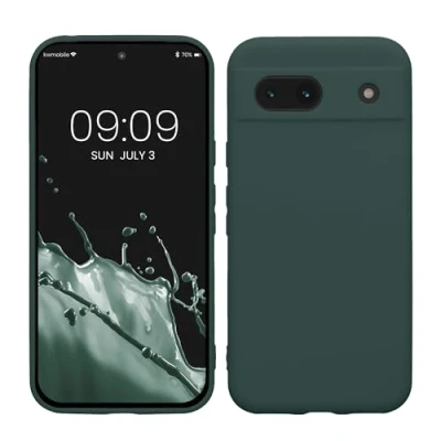 Abbildung von kwmobile Handyhülle kompatibel mit Google Pixel 8a Hülle Handy Case aus weichem Silikon in Blaugrün