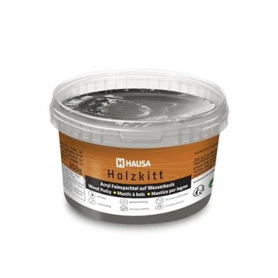 Abbildung von HAUSA Holzkitt 250 g Ebenholz Holzspachtelmasse, Kitt für Holz, Holzspachtel/Füllmasse zum Reparieren von Holzschäden gebrauchsfertig ausgezeichnete Füllkraft schnelltrocknend rissbeständig