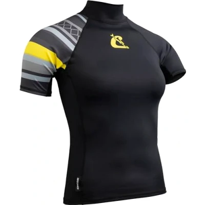 Abbildung von Cressi Shield Lady Rash Guard Short/SL Protective Short Sleeve für SUP und Wassersport, Schwarz/Gelb, XXL/6, Frauen