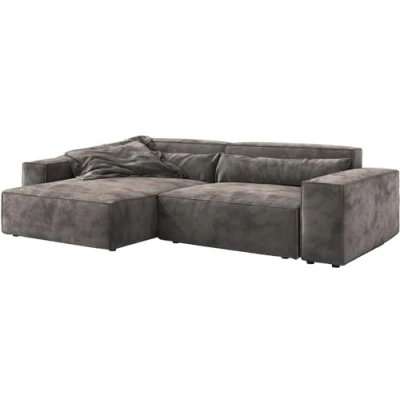 Abbildung von Ecksofa Sirpio XL 270x170 cm Mikrofaser Khakibraun Recamiere variabel