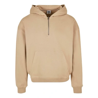 Abbildung von Urban Classics Boxy Zip Kapuzenpullover, Herren, Größe: XL, Unionbeige