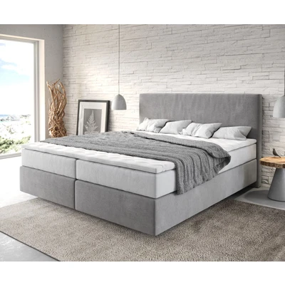 Abbildung von DELIFE Boxspringbett Dream Well, Mikrofaser Grau 180x200 cm mit TFK Matratze und Visco Topper