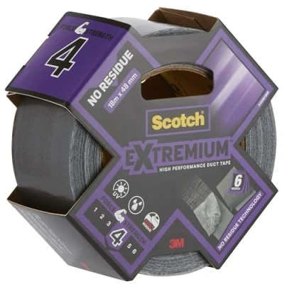 Abbildung von Scotch Extremium Gewebeband No Residue, Wiederablösbar ohne Rückstände, 48 mm x 18.2 m, Hochleistungs Klebeband, Panzertape Wasserdichtes, Wetterfestes Reparaturband zum Befestigen und Abdichten