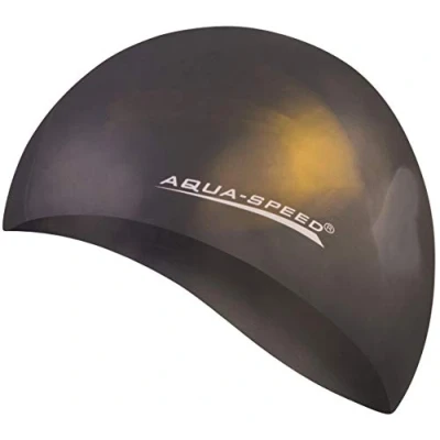 Abbildung von Aqua Speed Bunt Badekappe + Kleines Mikrofaserhandtuch Damen &amp; Herren wasserdichte Bademütze elastische Badehaube Schwimmhaube für Erwachsene Kinder Silikonbademütze 63. / 61