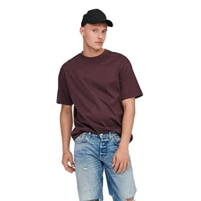 Abbildung von ONLY &amp; SONS Herren Rundhals T Shirt ONSFRED Relaxed Fit S XXL Schwarz Weiss, Größe:XXL, Farbe:Fudge 22022532