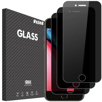 Abbildung von Vsjnk Sichtschutz fur iPhone 7/8 mit 3 Stück Anti Spähen Privatsphäre Panzer Schutz Glas Folie 9H Härte Tempered Glass HD Displayschutzfolie,kompatible 8/7