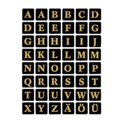 Abbildung von HERMA 4130 Buchstaben Aufkleber gold, 96 Stück, 13 x mm, selbstklebend, groß, Alphanet Sticker Klebebuchstaben A Z aus Folie zum Aufkleben, schwarz