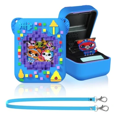 Abbildung von Schutzhülle für Bitzee Interactive Toy Digital Pet, MOWYEOK Mit Lebensmitteldruck, Kompatibel der Zubehör des Lanyard (Blau)