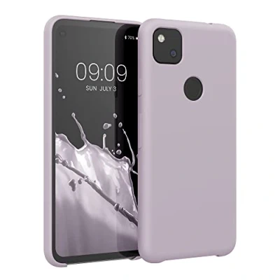 Abbildung von kwmobile Hülle kompatibel mit Google Pixel 4a Silikon Handy Case Handyhülle weiche Oberfläche kabelloses Laden Purple Cloud