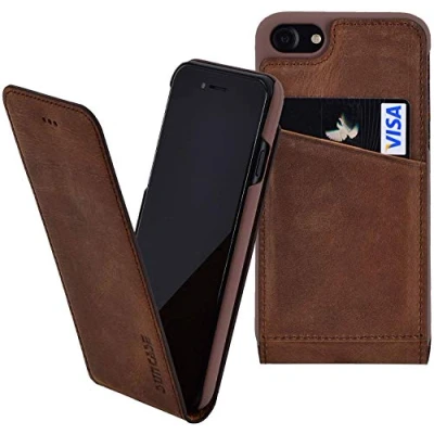 Abbildung von Suncase Original Flip Case kompatibel mit iPhone 8 7 Tasche Ledertasche Schutzhülle Hülle (Ultra Slim) in antik Coffee