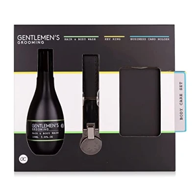 Abbildung von Accentra Geschenkset Gentlemen&#039;s Grooming für Männer/inkl. Duschgel und Shampoo (2 in 1), Visitenkartenetui einem Schlüsselanhänger/alles ansprechend einer Geschenkbox verpackt