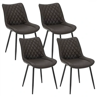 Abbildung von WOLTU Esszimmerstühle 4er Set, Küchenstühle, Wohnzimmerstühle, Polsterstühle mit Rückenlehne, für Esszimmer, Küche, Wohnzimmer, Büro, Sitzfläche aus Kunstleder, Metallbeine, Anthrazit BH210an 4