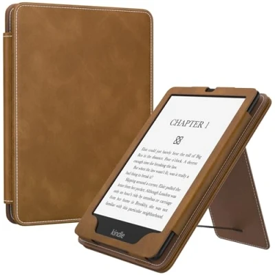 Abbildung von MoKo Hülle Kompatibel mit Kindle Paperwhite 11. Generation 2021, Slim PU Tablet Schutzhülle Auto Schlaf/Aufwach Handschlaufe für 6,8 Zoll, Signature Edition, Braun