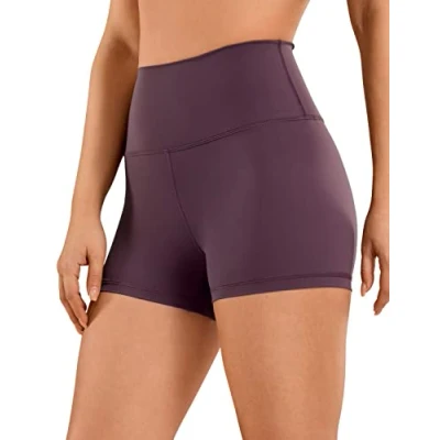 Abbildung von CRZ Yoga Naked Feeling Damen Radlerhose Blickdicht Hohe Taille Kurze Sporthose Sommer Shorts für Gym Sport 7cm Hellviolett 38