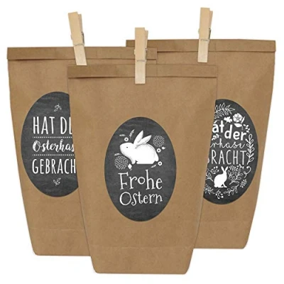 Abbildung von Papierdrachen 12 Geschenktüten zu Ostern zum Befüllen mit Stickern Motiv Schwarze Tafeloptik Ostergeschenk für Kinder und Erwachsene