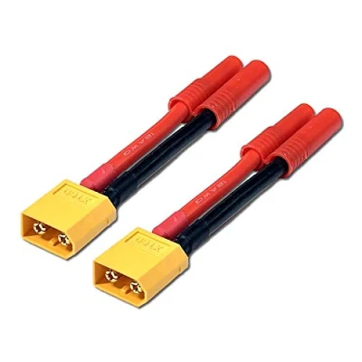 Abbildung von 2X Stück Premium Adapter XT60 Stecker Male auf HXT 4mm Goldstecker Verpolsicher für Lipo Akku Adapterkabel 12AWG Kabel Modellbau