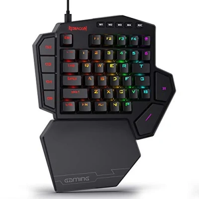 Abbildung von Redragon K585 DITI Einhand RGB Mechanische Gaming Tastatur, Rote Schalter, Typ C Professionelle Tastatur mit 7 Integrierten Makrotasten, Abnehmbare Handgelenkstütze, 42 Tasten