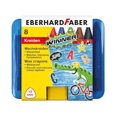 Abbildung von Eberhard Faber 524006 Wachsmalkreide Winner, wasservermalbar, 8 Wachsmalstifte in praktischer Kunststoffbox