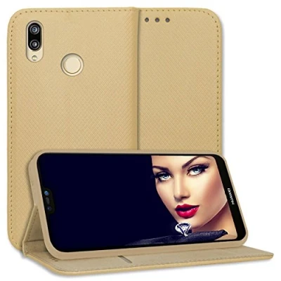 Abbildung von mtb more energy® Schutz Tasche Bookstyle für Huawei P20 Lite (5.84&#039;&#039;) Gold Kunstleder Klapp Cover Hülle Case
