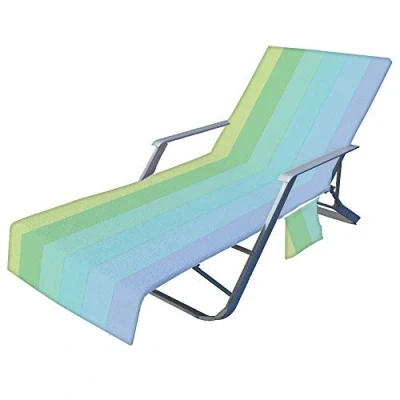 Abbildung von FANSU Schonbezug für Gartenliege, Frottee Handtuch Sonnenliege Mikrofaser Schnelltrocknend Strandhandtuch mit 2 Taschen, Strandtuchfür Schwimmbäder, Strände, Gartenhotels(75x210cm)