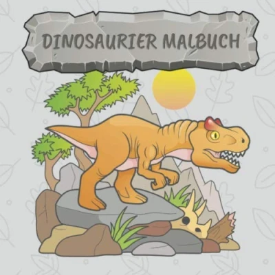 Abbildung von Dinosaurier Malbuch: 40 wunderschöne zum ausmalen in verschiedenen Schwierigkeitsgraden perfekt für Kinder ab 2 Jahren