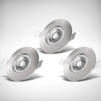 Abbildung von B.K.Licht 3er Set LED Bad Einbaustrahler 230V flach, warmweiße Lichtfarbe, Lochmass 68mm, Spot, Deckenspots, Spots, Einbauleuchten, Einbauspots LED, Badezimmer, 90x25 mm, Matt Nickel