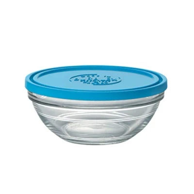 Abbildung von Duralex 9066AM06C1111 Freshbox Rond Frischhaltebox mit Deckel, 970ml, Glas, blau, 1 Stück