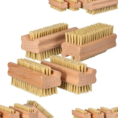 Abbildung von ToolSpace 4x Nagelbürste Holz Feste Starke Mix Agawa Tapica und Syntetische Borsten Nagelreinigungsbürste Nail Brush Handwaschbürste Fingerbürste Schrubbbürste zum Reinigen Schmutz Handbürste
