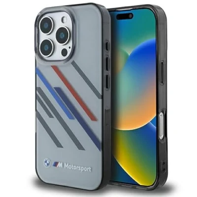 Abbildung von CG Mobile BMW BMHCP16X23HTRAG Hülle für iPhone 16 Pro Max 6.9&quot; grau hardcase Motosport IML Random Stripes