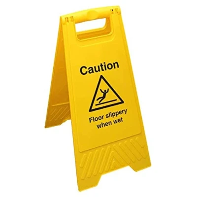 Abbildung von Schild mit Aufschrift &quot;Caution Floor Slippery When Wet&quot;, doppelseitig, Gelb