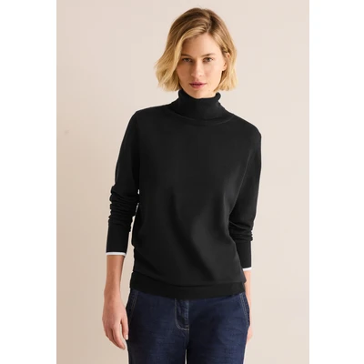 Abbildung von Cecil Rollkragen Strickpullover, Damen, Größe: Large, Schwarz
