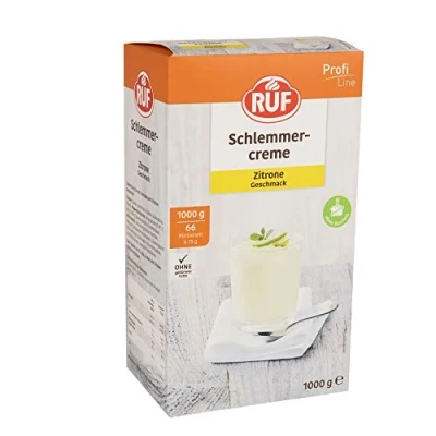 Abbildung von RUF Schlemmercreme Zitrone, ohne Kochen, Großpackung Dessertpulver für eine locker fluffiges Creme Dessert mit Zitronengeschmack, glutenfrei, 1x1000g