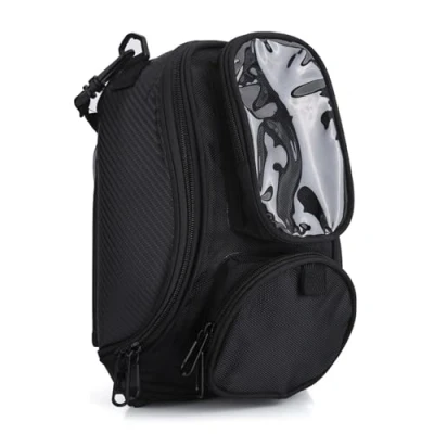 Abbildung von Motorrad Tasche, schwarz Universal fahren starke magnetische wasserdichte Öltank Tasche