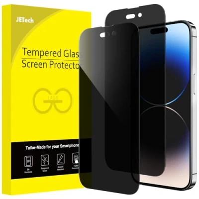 Abbildung von JETech Sichtschutz Full Screen für iPhone 14 Pro Max 6,7 Zoll, Anti Spy Panzer Schutz Glas Folie Schutzfolie, Kante zu Displayschutz Hat Keinen Einfluss auf die Hülle, 2 Stück
