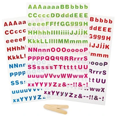 Abbildung von Baker Ross FC915 Buchstaben Transfer Sticker 425 Stück, Porzellansticker für Kinder, Ohne Brennen oder Kleber