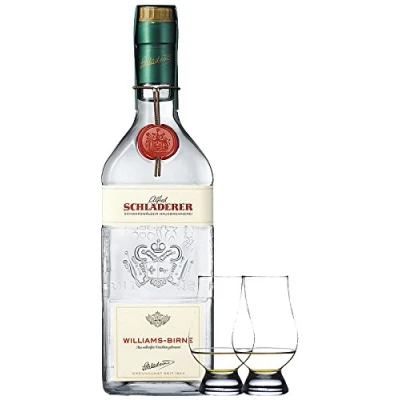 Abbildung von Schladerer Williams Birne aus vollreifen Früchten Deutschland 0,7 Liter + 2 Glencairn Gläser