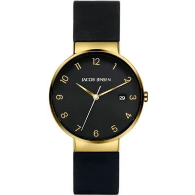 Abbildung von Jacob Jensen 185 Herrenuhr Titan Quarz Schwarz/Goldfarben