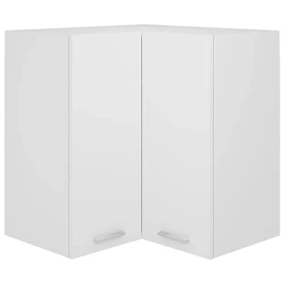 Abbildung von vidaXL Eckhängeschrank 2 Regalböden Küchenschrank Küchenzeile Eckschrank Küchenmöbel Einbauküche Schrank Weiß 57x57x60cm Holzwerkstoff
