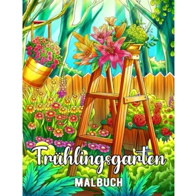 Abbildung von Frühlingsgarten: Malbuch für Erwachsene mit verzauberten Blumen und entspannender Natur, Sammlung von botanischen floralen Illustrationen zur Entspannung Stressbewältigung