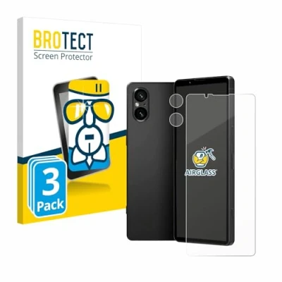 Abbildung von BROTECT Schutzglas für Sony Xperia 5 V (Display+Kamera) (3 Stück) Schutzfolie Panzer Folie Glas [Extrem Kratzfest 9H, Anti Fingerprint,