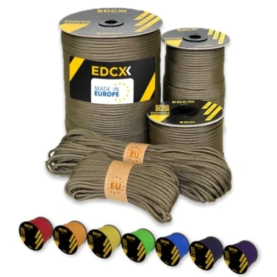 Abbildung von EdcX Paracord 4 mm, 35+ Volltonfarben (10 m, 15 30 50 100 300 m) Ideal zum Basteln, Camping, Outdoor 100% Nylonseil mm Taktische Schnur 550 Typ III (Light Khaki,