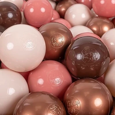 Abbildung von KiddyMoon 300 Bälle/7Cm Kinder Bälle Spielbälle Für Bällebad Baby Einfarbige Plastikbälle Made In EU, Braun/Kupferrot/Pastellbeige/Lachsfarben