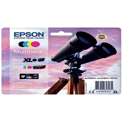 Abbildung von Epson Original 502 Tinte Fernglas Multipack 4 farbig schwarz XL, CMY Standard, XP 5100 5105 5150 5155 WF 2860DWF 2865DWF 2880DWF 2885DWF, ReadyPrint Flex Tintentarife