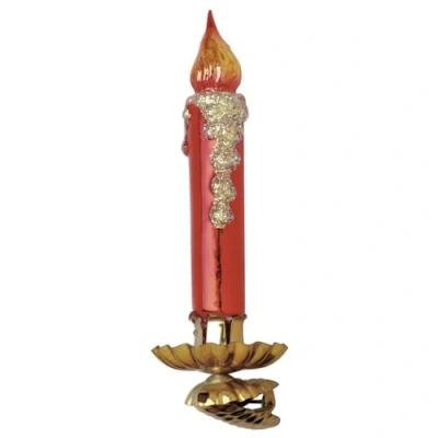 Abbildung von INGE GLAS® Weihnachtsbaumklammer, Christbaumschmuck Glas Weihnachtsbaumkerze auf Clip 11cm Rot Gold