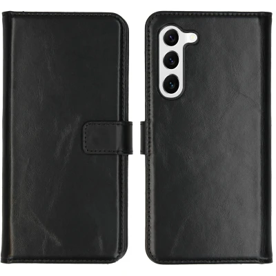 Abbildung von Samsung Galaxy S23 Hülle Echtleder Selencia Klapphülle Handyhülle Schwarz