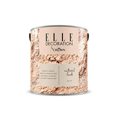 Abbildung von Crown ELLE DECORATION Natural Look No. 531, 2,5 L, extra matte Premium Wandfarbe für Innen, Wände und Holz, hohe Deckkraft, Innenfarbe,Basiston, der sanfte Wärme verleiht