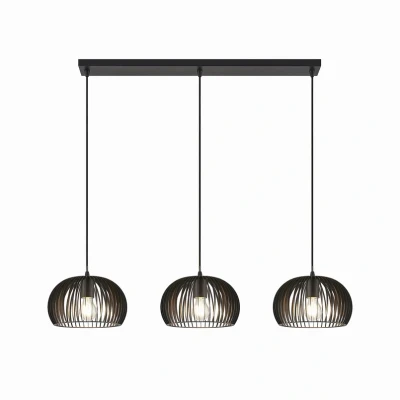 Abbildung von Lindby Pendelleuchte Jusra, schwarz, Metall, 3 flg., 99cm