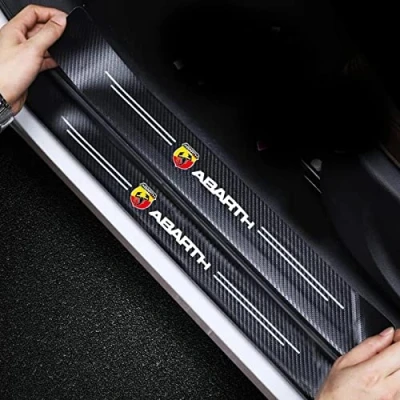 Abbildung von RIDGOEL 4 Stück Auto Einstiegsleisten Schutzfolie für FIAT Abarth 500 595 124 Spider, Kohlefaser Türschweller Aufkleber, Trittschutz Tür Schritt Platte Abdeckung Lackschutzfolie B