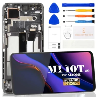 Abbildung von für Xiaomi Mi 10T Bildschirm Ersatz Pro 5G LCD Display 5GTouchscreen Digitizer Montage Reparatursets (mit Rahmen, schwarz)